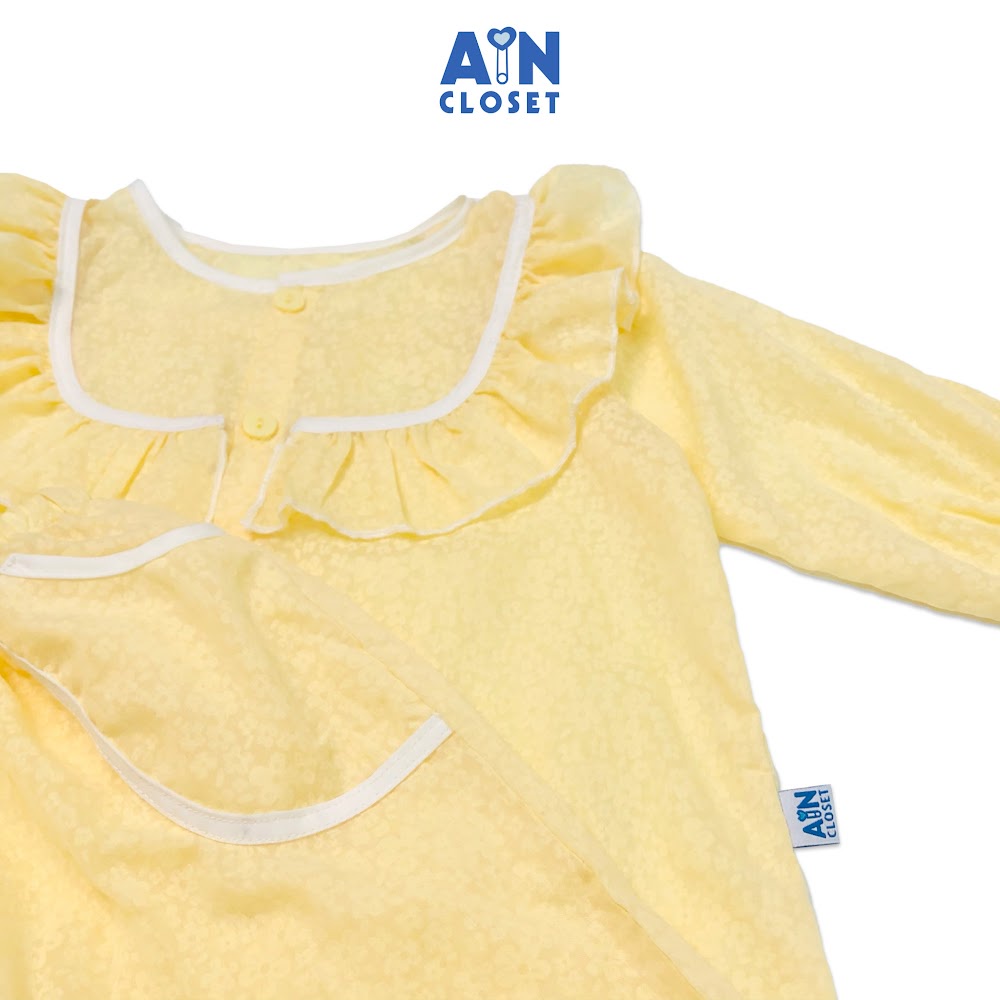 Bộ quần áo dài bé gái họa tiết Hoa mai vàng in chìm boi mịn - AICDBGTZ3SRS - AIN Closet