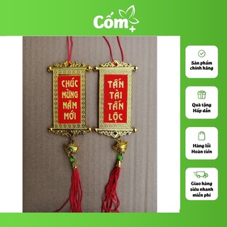 Câu đối, thỏi vàng, đồng xu trang trí Oản Tài lộc