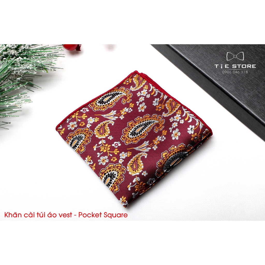 Khăn Cài Túi Áo Vest - Pocket Square - Phụ Kiện Cài  túi Áo họa tiết retro paislay nhiều mẫu