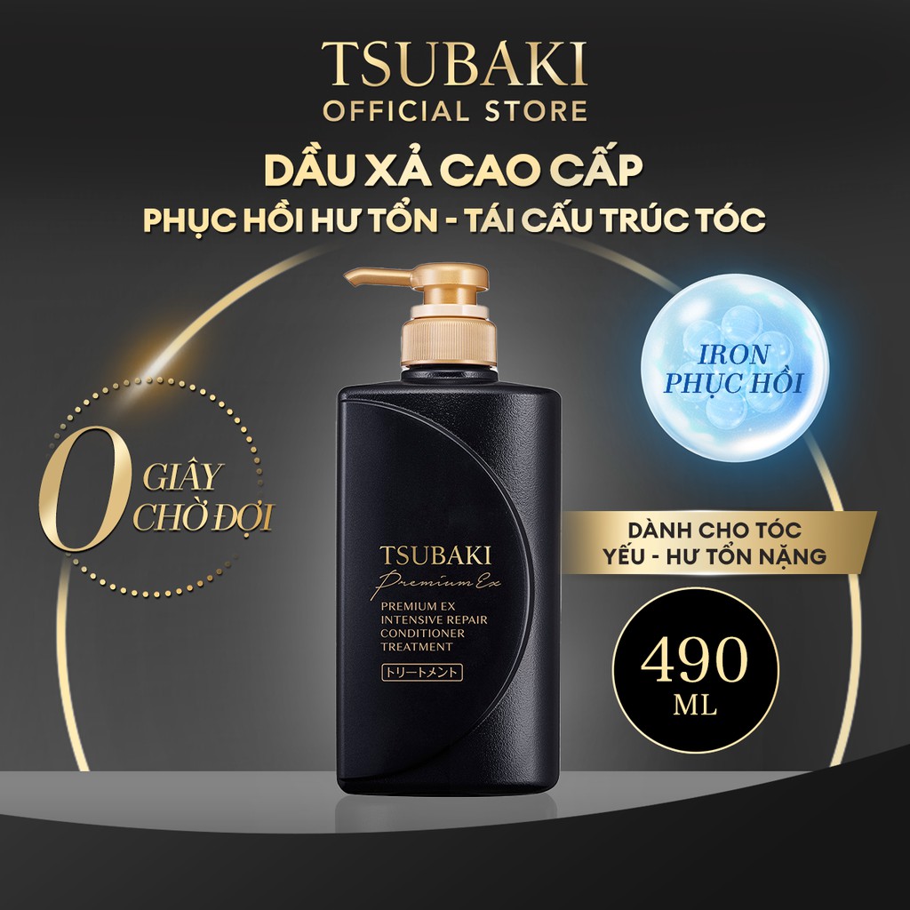 Dầu xả Phục hồi hư tổn nặng & giảm gãy rụng - Công nghệ Ion Tsubaki Premium EX Intensive Repair 490ml