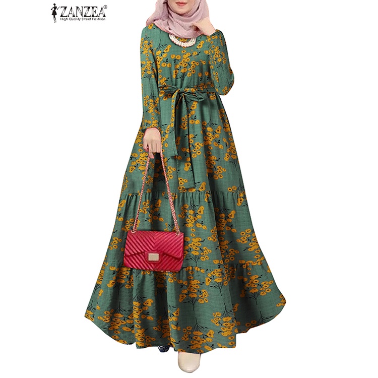 Đầm maxi ZANZEA tay dài phong cách bohomian cho nữ