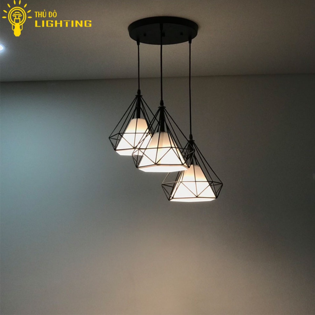 Đèn Thả Trần Đơn Hiện Đại THỦ ĐÔ LIGHTING Khung Chụp Đèn Hình Kim Cương Ø 250mm Chất Liệu Thép Và Vải Dù