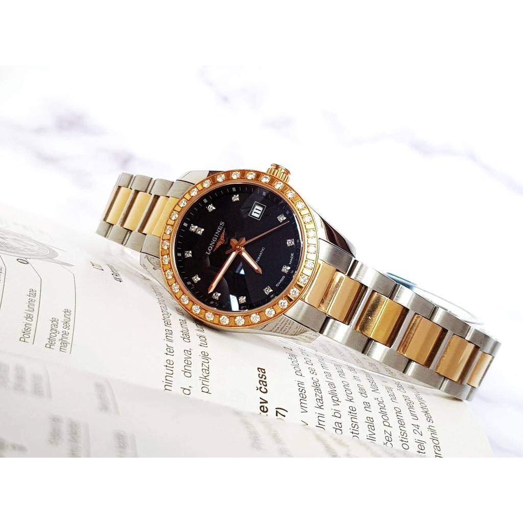Đồng hồ nữ chính hãng Longines Conquest Diamond Automatic - Máy cơ tự động - Kính Sapphire