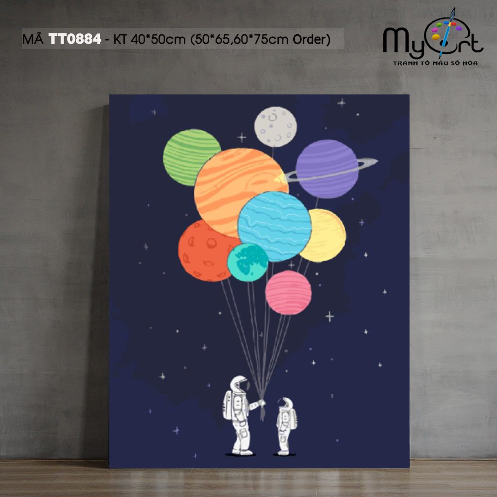 Tranh số hóa tự tô màu theo số Myart Tranh phi hành gia Nhà du hành vũ trụ  trừu tượng TT0884 | Shopee Việt Nam