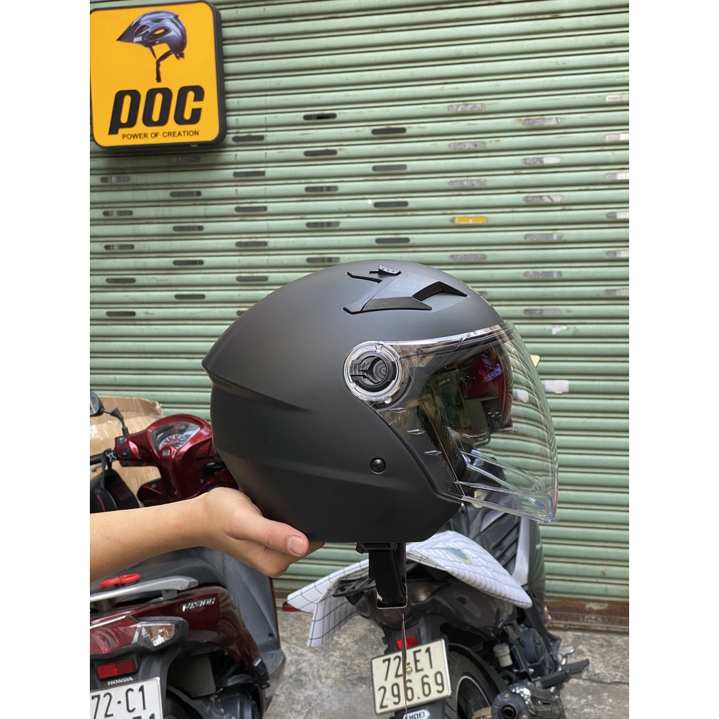 MŨ BẢO HIỂM ROYAL 3/4 2 KÍNH M268 MÀU ĐEN NHÁM CHÍNH HÃNG