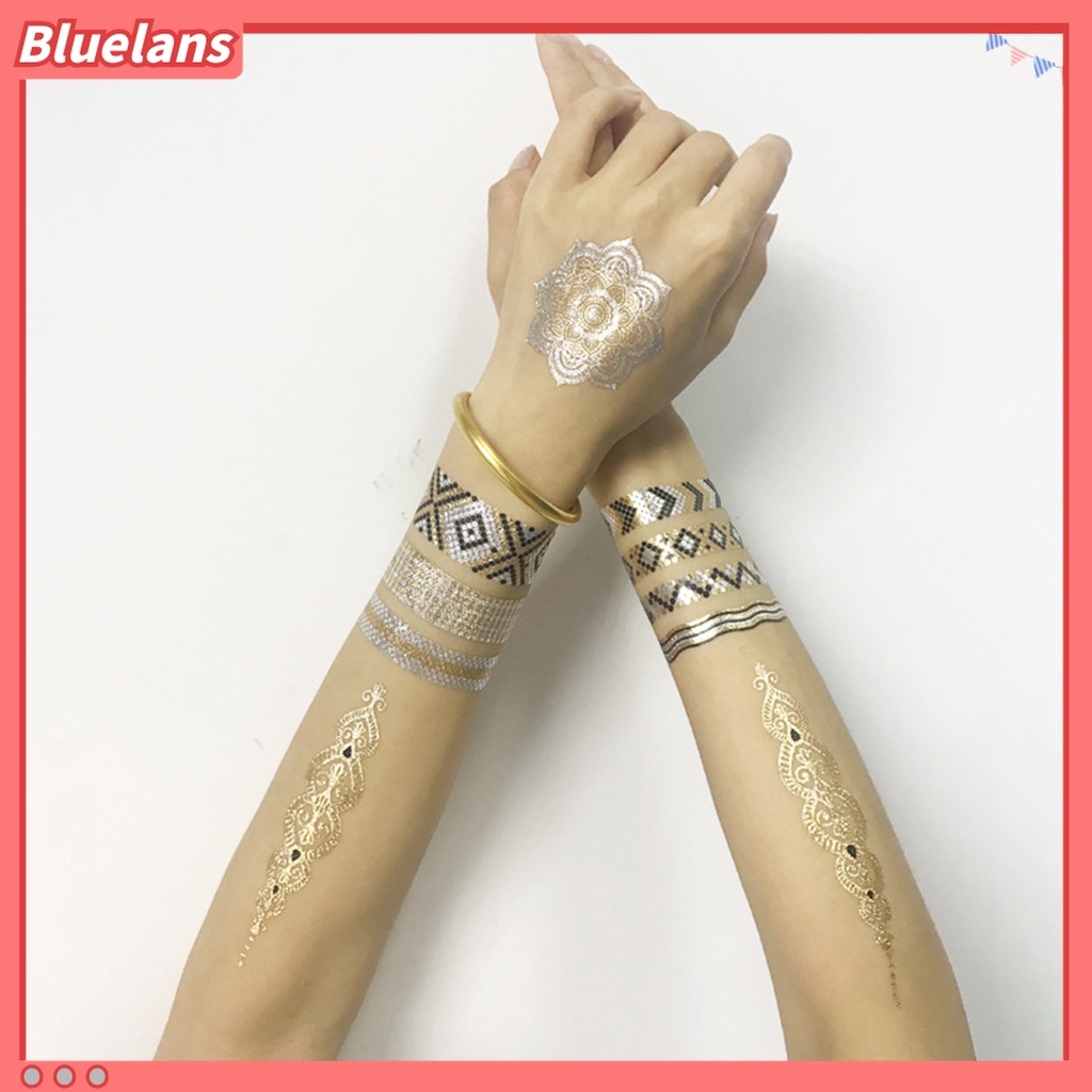 Hình Xăm Dán Tạm Thời Màu Sắc Ánh Kim Chống Nước Độc Đáo