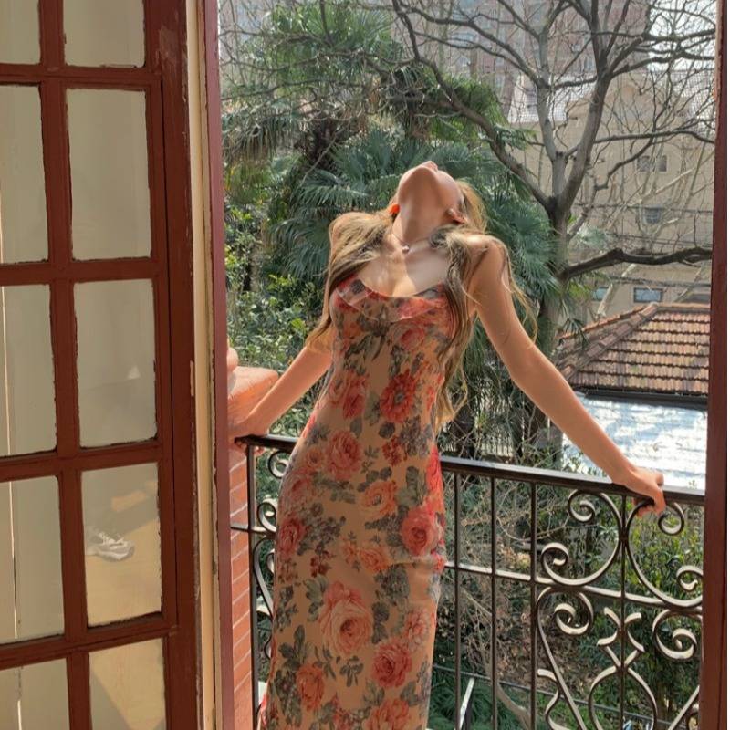 [QUÀ TẶNG LÀ GÓI XẢ VẢI BẠN NHÉ] Váy nữ hai dây đẹp dáng dài 2021, Đầm nữ midi chất voan hoa phối ren ngực màu đỏ hồng | BigBuy360 - bigbuy360.vn