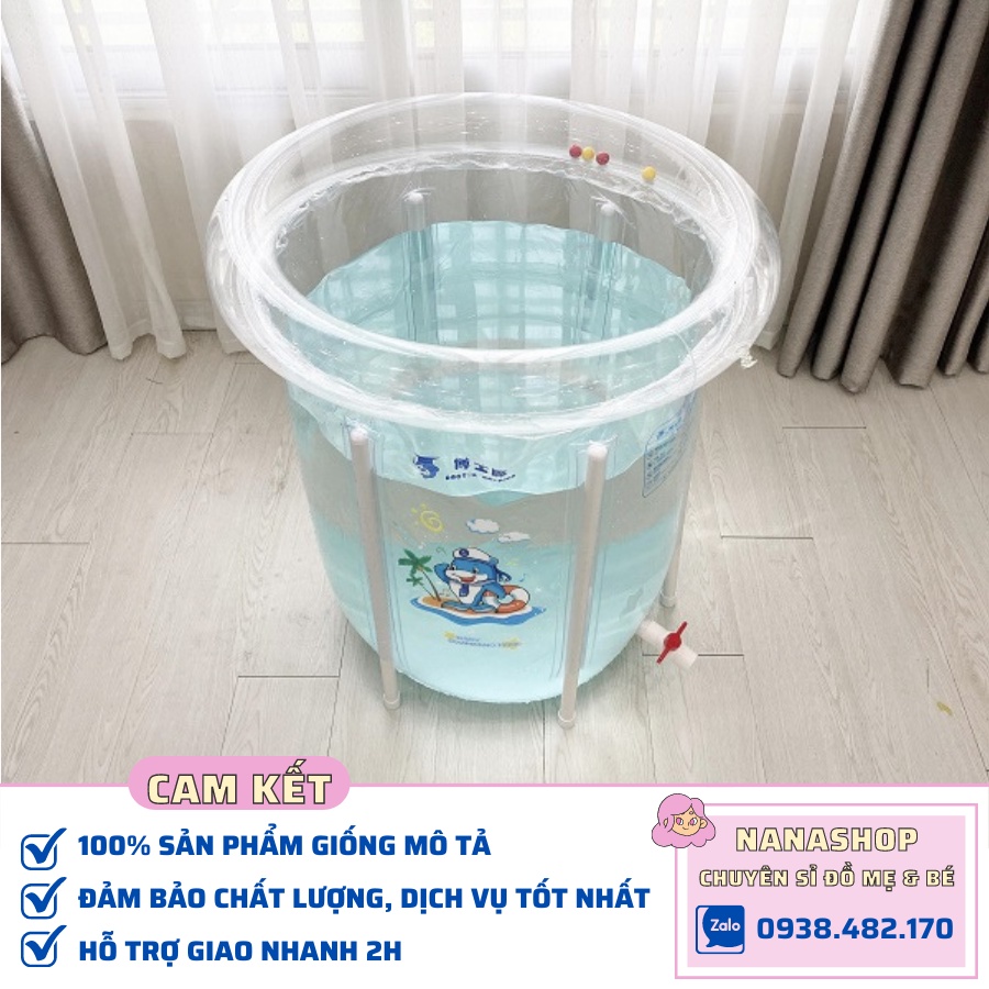 [Sỉ/Lẻ] Bể bơi thành cao trong suốt 80x80cm Doctor Dolphin - Kèm phao cổ - Chính hãng - Bảo hành trọn đời