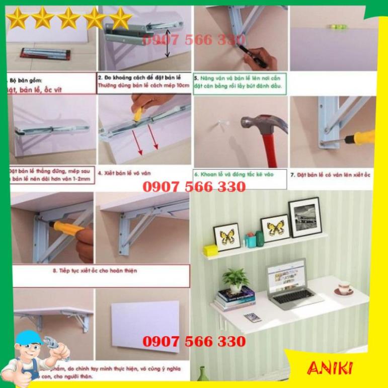 Ke Gấp Xếp, Bản Lề Chân Bàn Gập Thông Minh Phụ Kiện Bàn Học Treo Tường Ban Công Chịu Lực Nặng Dài 20 Đến 50cm QE168