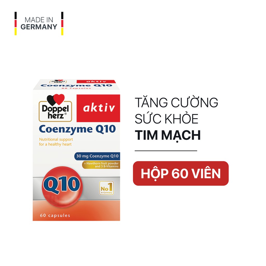 Viên uống bổ tim mạch, điều hòa huyết áp Doppelherz Aktiv Coenzyme Q10 (Hộp 30 viên)