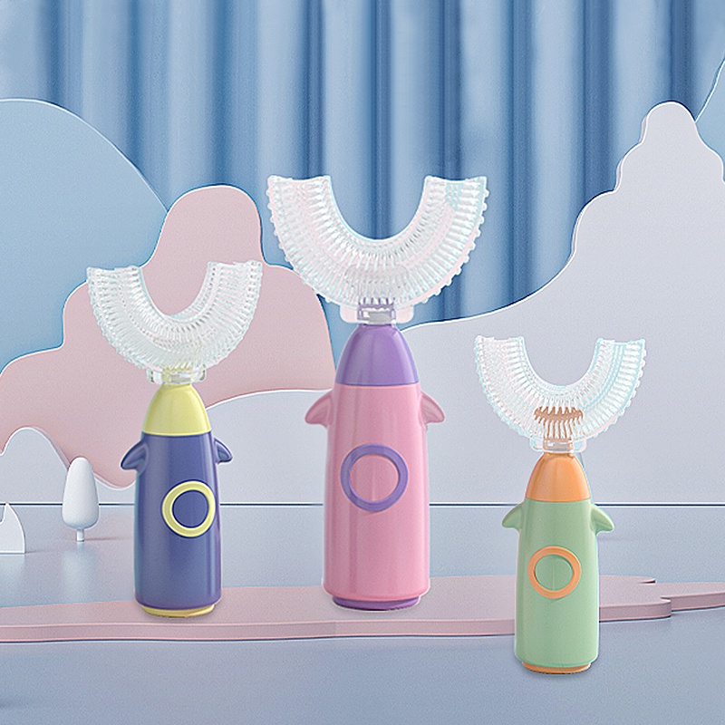 Bàn Chải Đánh Răng Hình Chữ U Bằng Silicone Dành Cho Bé 1-12 Tuổi