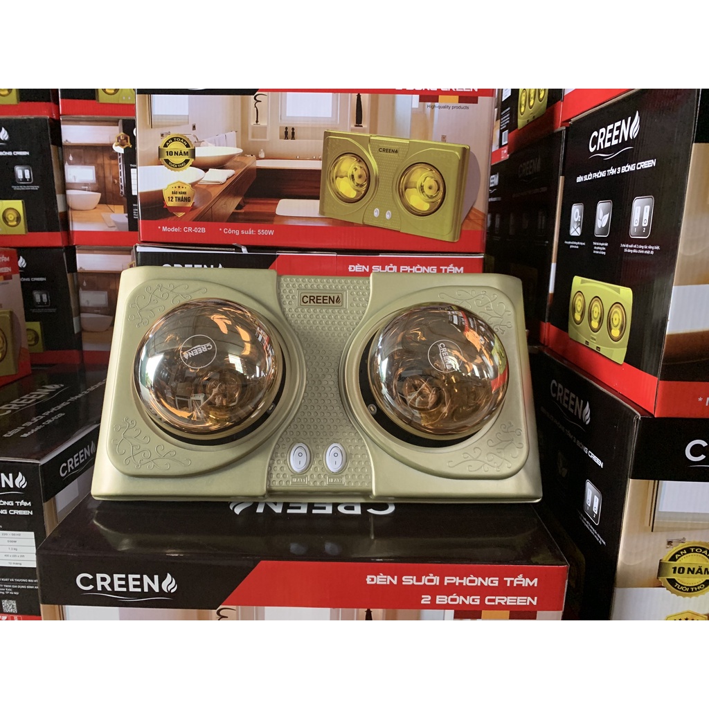 Đèn sưởi nhà tắm 2 bóng và 3 bóng Creen, công suất 825W, Bảo hành chính hãng 24 tháng