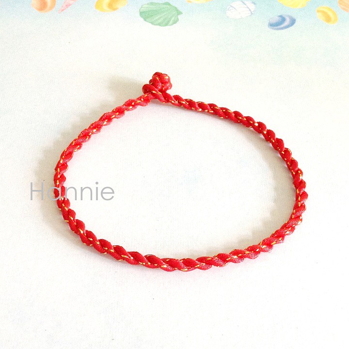 (Đỏ/Đen) Vòng chân chỉ đỏ chỉ đen sợi kim tuyến may mắn - Lắc chân nam nữ phong thủy | BigBuy360 - bigbuy360.vn