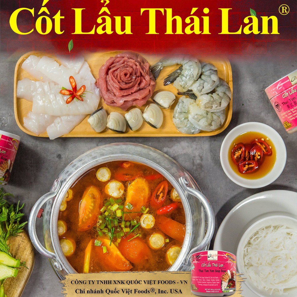 Cốt Lẩu Thái Lan Quốc Việt - Nhập khẩu USA - Thai Tom Yum Soup (300g)