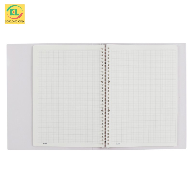 Sổ còng nhựa A4 30 chấu 40 tờ Caro, Binder File nhựa bìa màu Patesl Klong MS 554