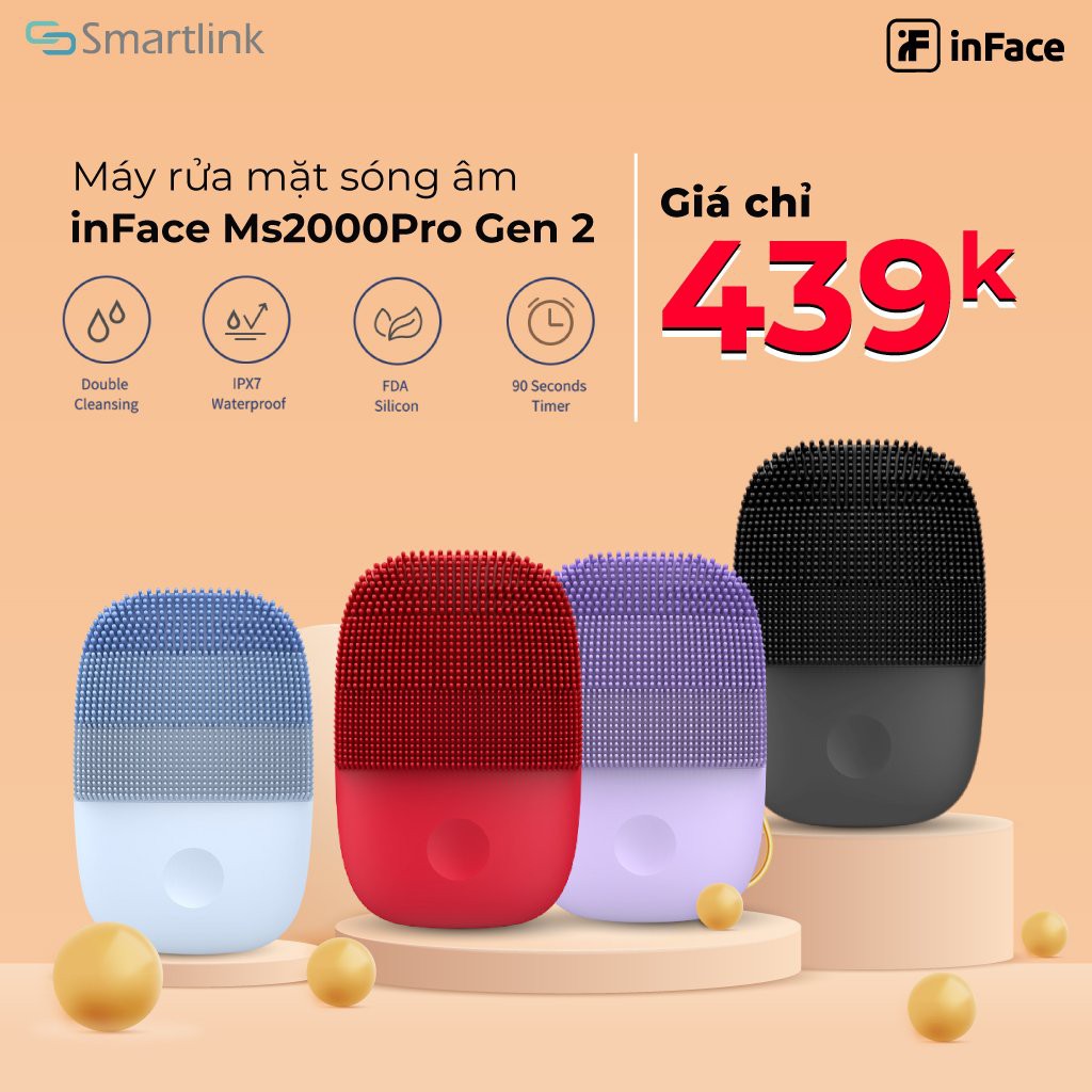 Máy rửa mặt sóng âm Xiaomi inFace MS2000 Pro Gen2 - inFace (gen 2) Hàng Chính Hãng - SmartLink Bảo Hành 12 Tháng 1 đổi 1