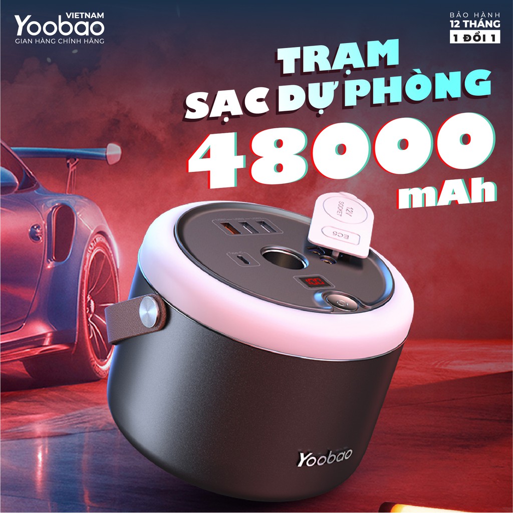 Trạm sạc dự phòng 48000mAh Yoobao 150C - Kích nổ ắc quy ô tô - Sạc PD3.0 - Hàng chính hãng - Bảo hành 12 tháng 1 đổi 1