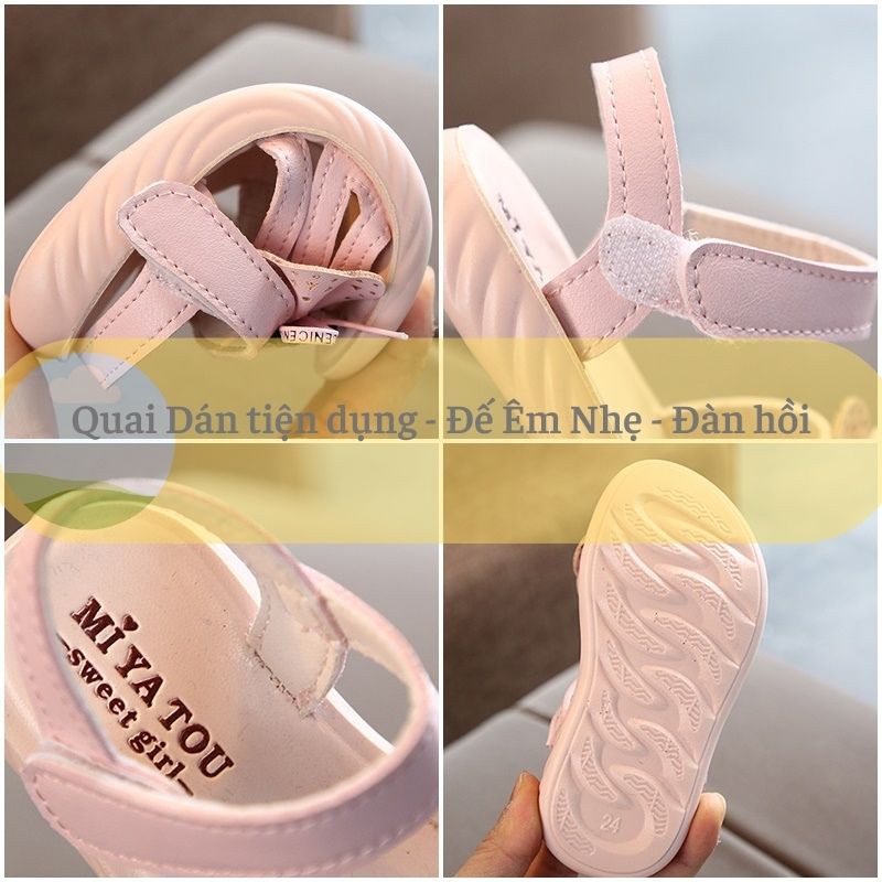 Sandal bé gái nơ hồng - dép quai hậu cho bé gái siêu nhẹ da mềm 1 - 3 tuổi mang hè mix đồ cực xinh SG57