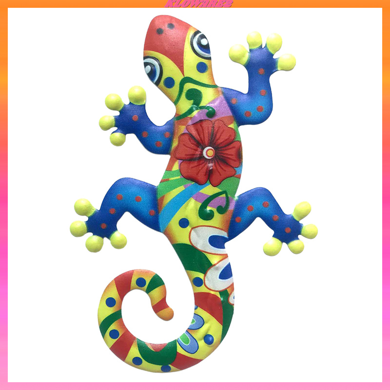 [KLOWARE2]Handmade Gecko Wall Decor Wall Sculpture for Home Garden Fence Ornament Blue