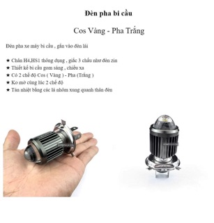 Đèn pha bi cầu h4 ánh sáng trắng và vàng cho xe máy