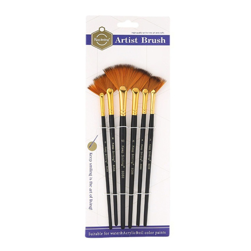 Set 6 Cọ Vẽ Hình Quạt Chất Liệu Nylon Linh Hoạt Cho Bé