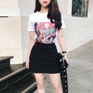 Chân váy chữ A ngắn công sở cạp cao - Vải tuyết mưa mềm mại - Có quần lót trong QUẦN MÀU ĐEN PHỐI ÁO SƠ MI TÔN DÁNG