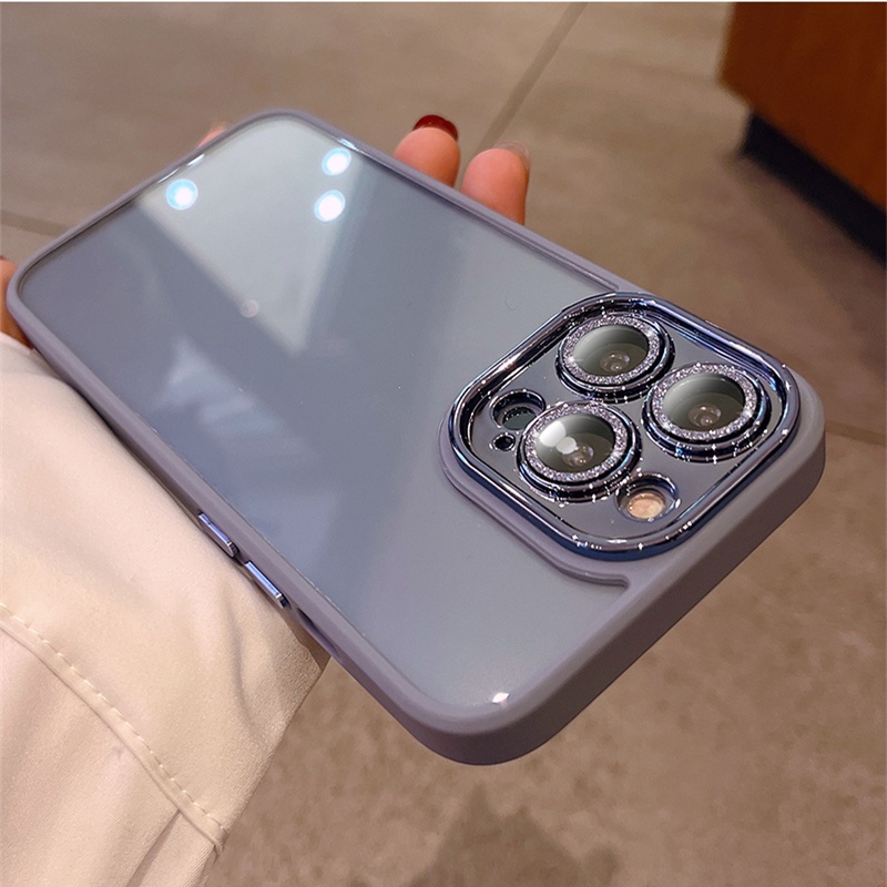 Ốp Điện Thoại Cứng Trong Suốt Lấp Lánh Chống Sốc Bảo Vệ Ống Kính Máy Ảnh Cho iPhone 11 12 13 Pro Max ip13