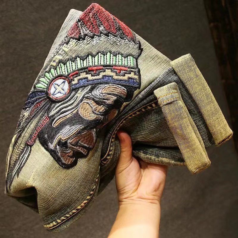 Quần Jeans Thêu Họa Tiết Thời Trang Cá Tính Cho Nam