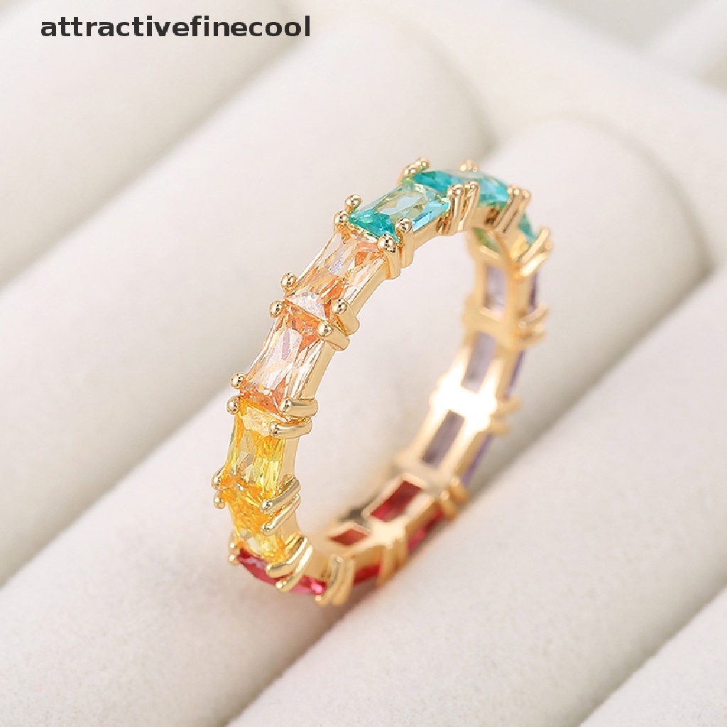 Acvn Nhẫn Đính Đá Zircon Khối Nhiều Màu Sắc Quà Tặng Kỷ Niệm Thời Trang Cho