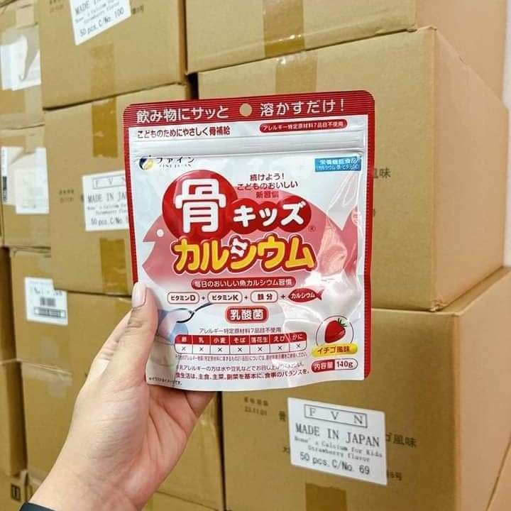 Bột Canxi Cá Tuyết Bone’s Calcium Tăng Chiều Cao Nhật Bản Vị Dâu Gói 140g