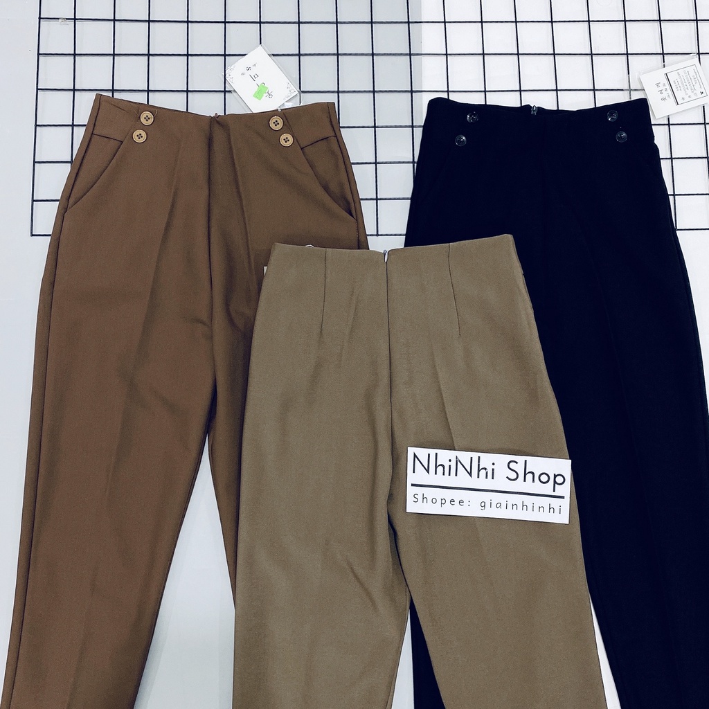 Quần vải dáng baggy khóa sau lưng, Quần vải dáng dài công sở QS052 - NhiNhi Shop