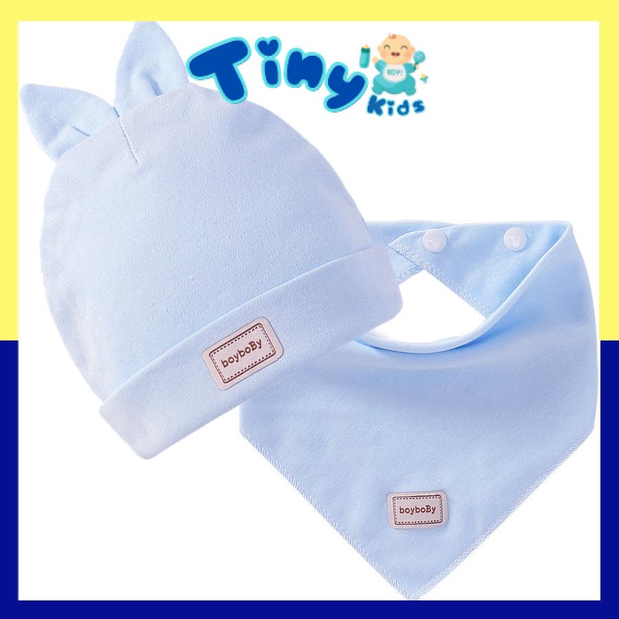 Set Mũ Kèm Yếm Sơ Sinh Chất Cotton Siêu Mềm - Tiny Kids