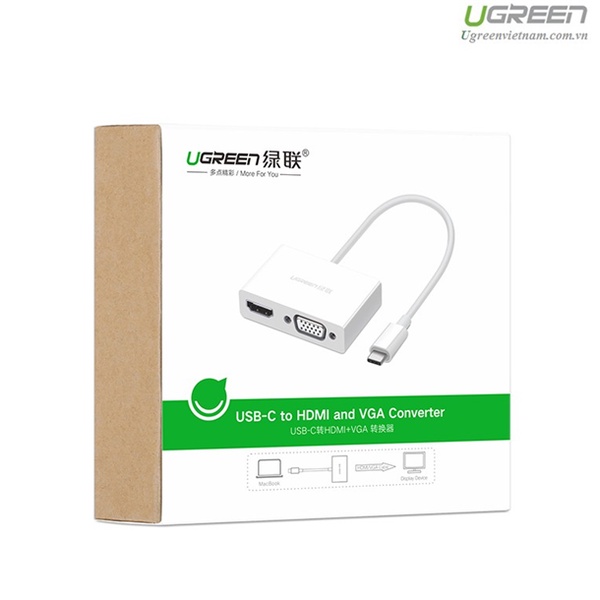Cáp Chuyển USB Type C to HDMI/VGA Full HD 3D 4Kx2K Ugreen 30843 - HÀNG CHÍNH HÃNG