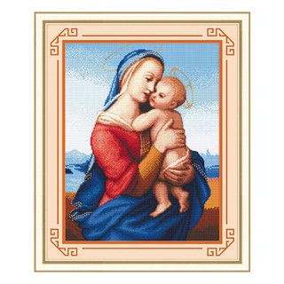 Tranh Thêu Chữ Thập (THÊU TOÀN BỘ) Mẹ Maria Bồng Chúa PC8167 , A615 (KHÁCH TỰ THÊU) KT:43X54CM