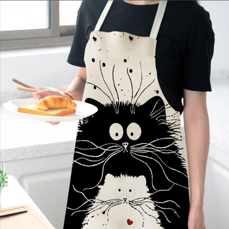 Tạp Dề Làm Bếp In Hình Mèo Dễ Thương Thời Trang Đơn Giản