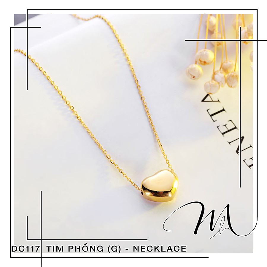 Dây chuyền nữ Titan đơn giản mặt trái tim phồng dễ thương - Măng’s House DC117
