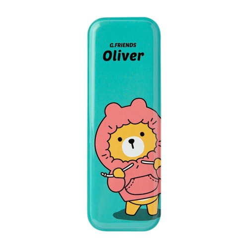 Hộp Bút Thiếc ARTBOX Hàn Quốc Hình Gấu Oliver Đội Mũ