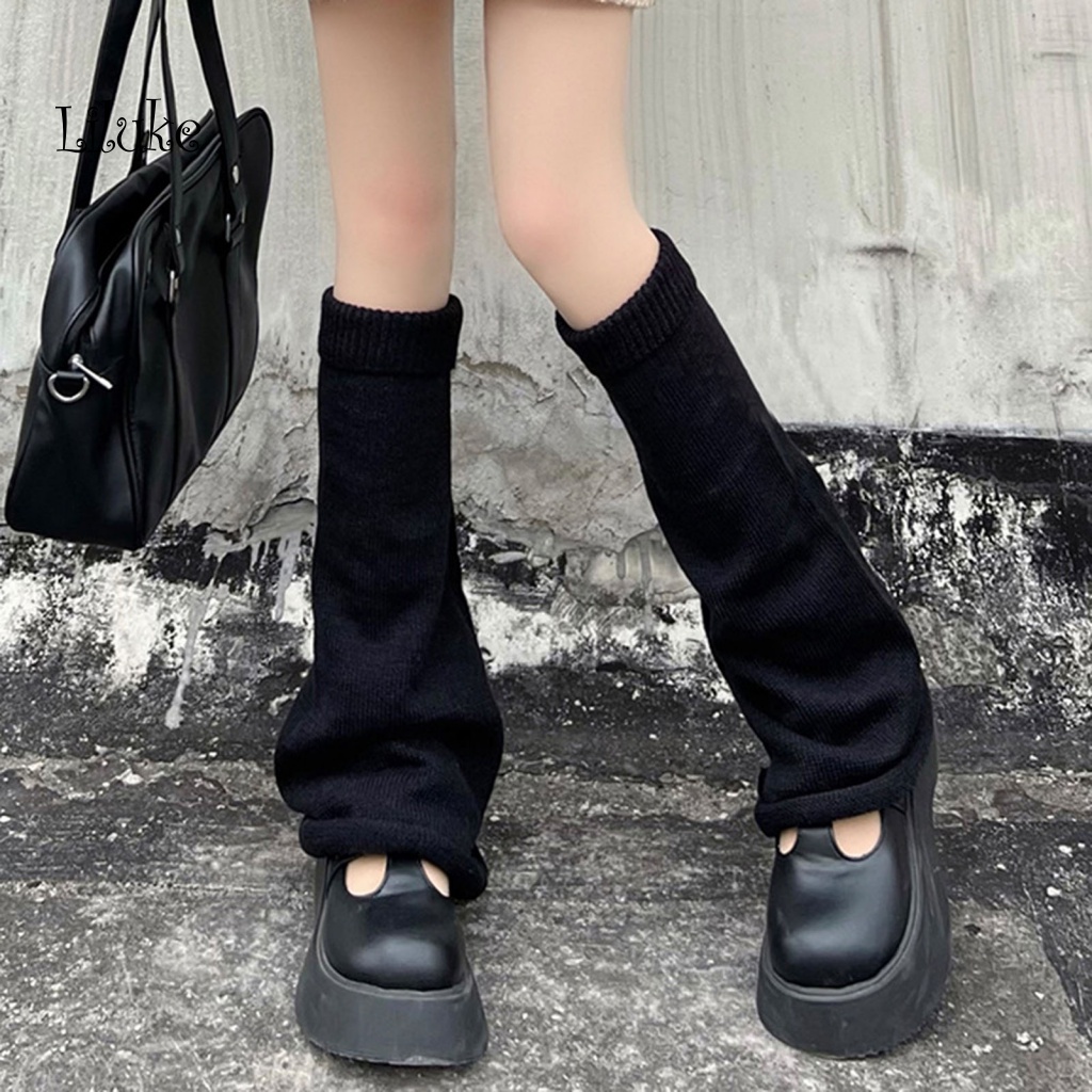 1 Đôi Vớ Ống Chân Chống Gió Màu Trơn Cho Nữ