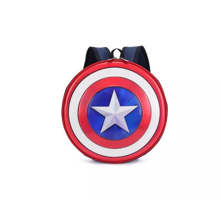 Balo vỏ cứng chống thấm nước hình khiên Captain America cho trẻ mẫu giáo