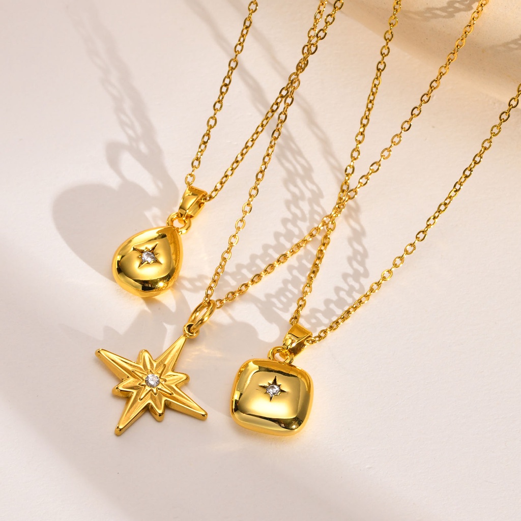 Vnox Vòng cổ Mặt Hình Học Đính Đá Zircon Lấp Lánh Dành Cho Nữ