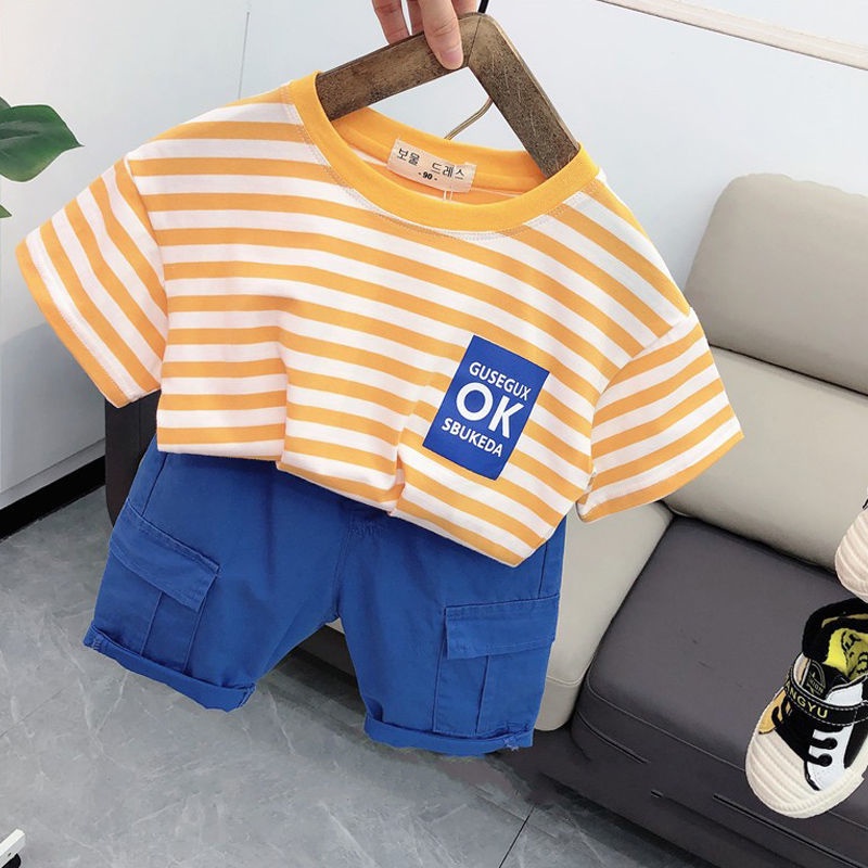 Set Áo Thun In Chữ + Quần Short Thời Trang Mùa Hè Cho Bé Trai