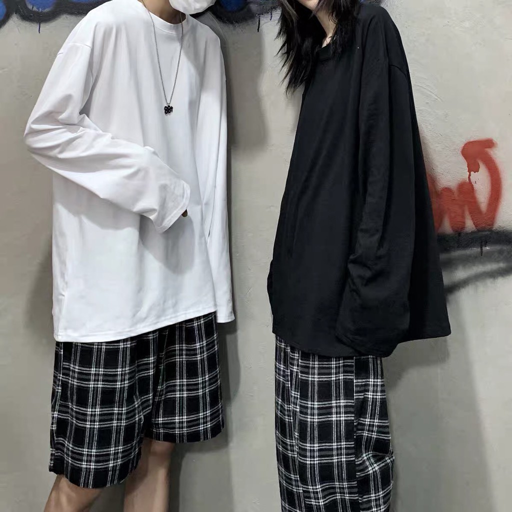 Áo thun tay dài unisex form rộng Trơn nam nữ basic tea ulzzang