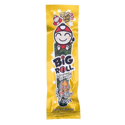 Snack Rong Biển Nướng Giòn Cậu Chủ TaoKaeNoi Big Roll Vị Mực (Hộp 12 gói-vàng)