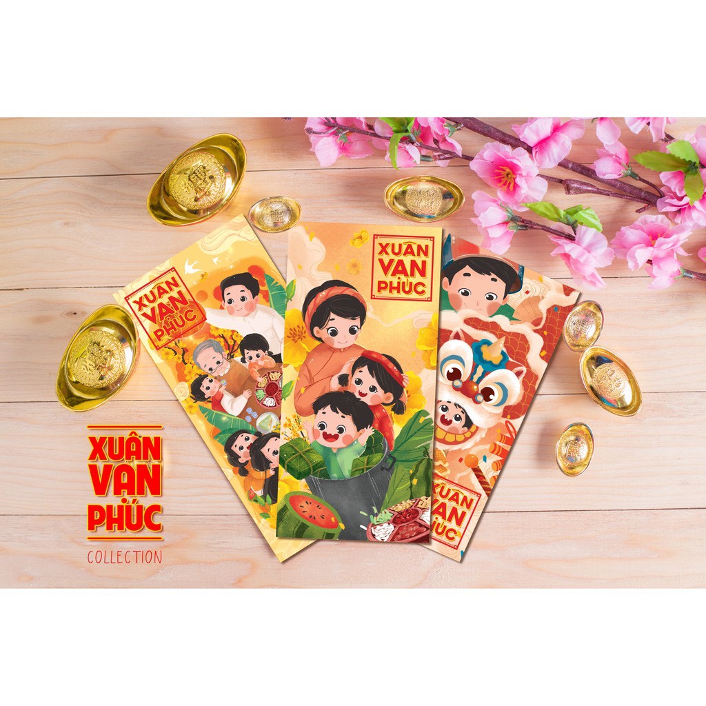 Bao lì xì tết 2022 gói 6 bao lì xì giá rẻ phong cách dân gian Sindecor
