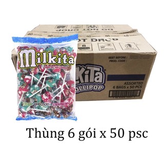 Thùng 6 Bịch Kẹo Mút Sữa Milkita 450gr x 50psc