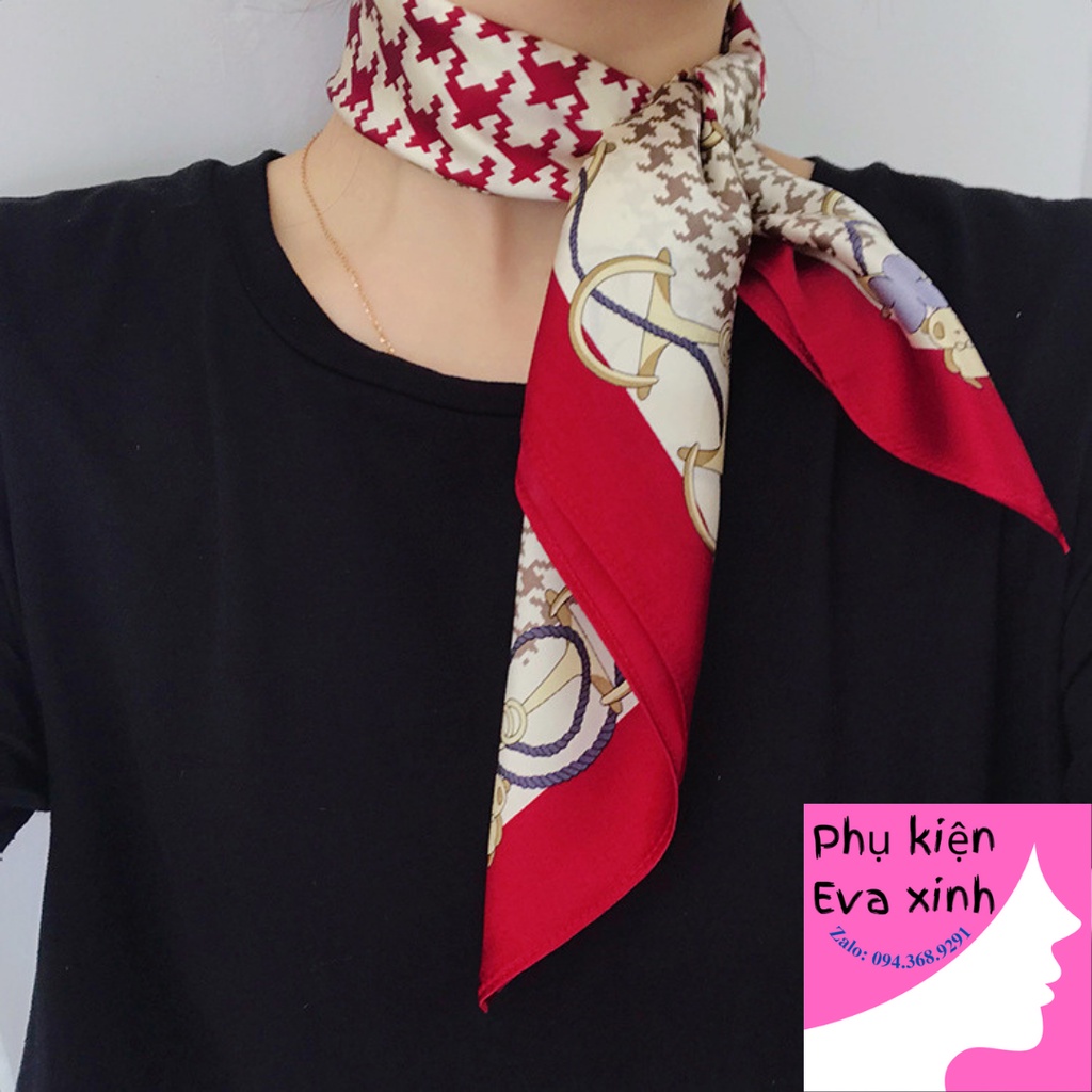 Khăn lụa vuông 70- Khăn turban quàng cổ làm áo yếm lụa Chiffon- Họa tiết Bướm lưới