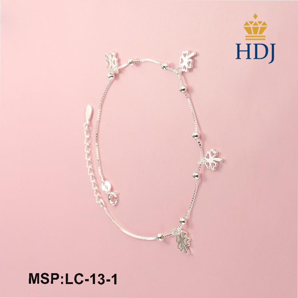 Vòng Đeo Chân bạc nữ đẹp họa tiết hình cỏ 4 lá đẹp trang sức cao cấp HDJ mã LC-13-1 | BigBuy360 - bigbuy360.vn