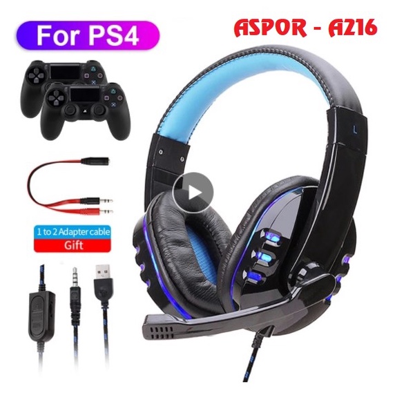 Tai Nghe PC Gaming Chụp Tai ‍Giá Cực Tốt Chỉ 99K ‍ Hàng Chính Hãng ASPOR A216 Cho Tay Cầm PS4