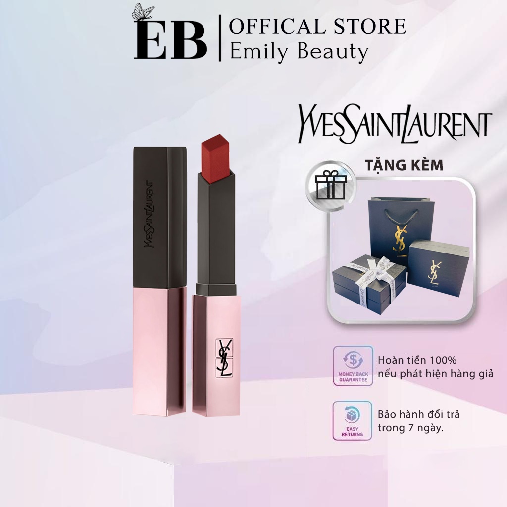 Son môi lì YSL The Slim Glow Matte Lipstick. đầy đủ túi hộp hãng full đủ các loại màu cho chị em
