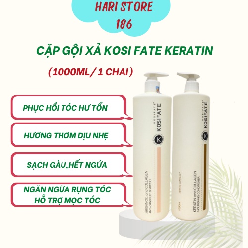 Dầu gội xả dưỡng sinh Kosifate Keratin Complex ngăn ngừa rụng tóc hỗ trợ mọc tóc phục hồi tóc hư tổn 1000ml